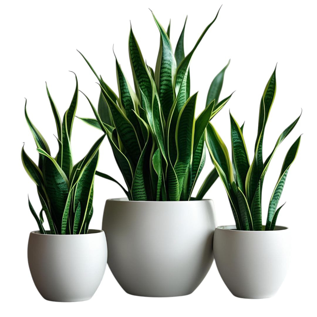 Snake Plants indoor 3 bundle in white ceramic pots